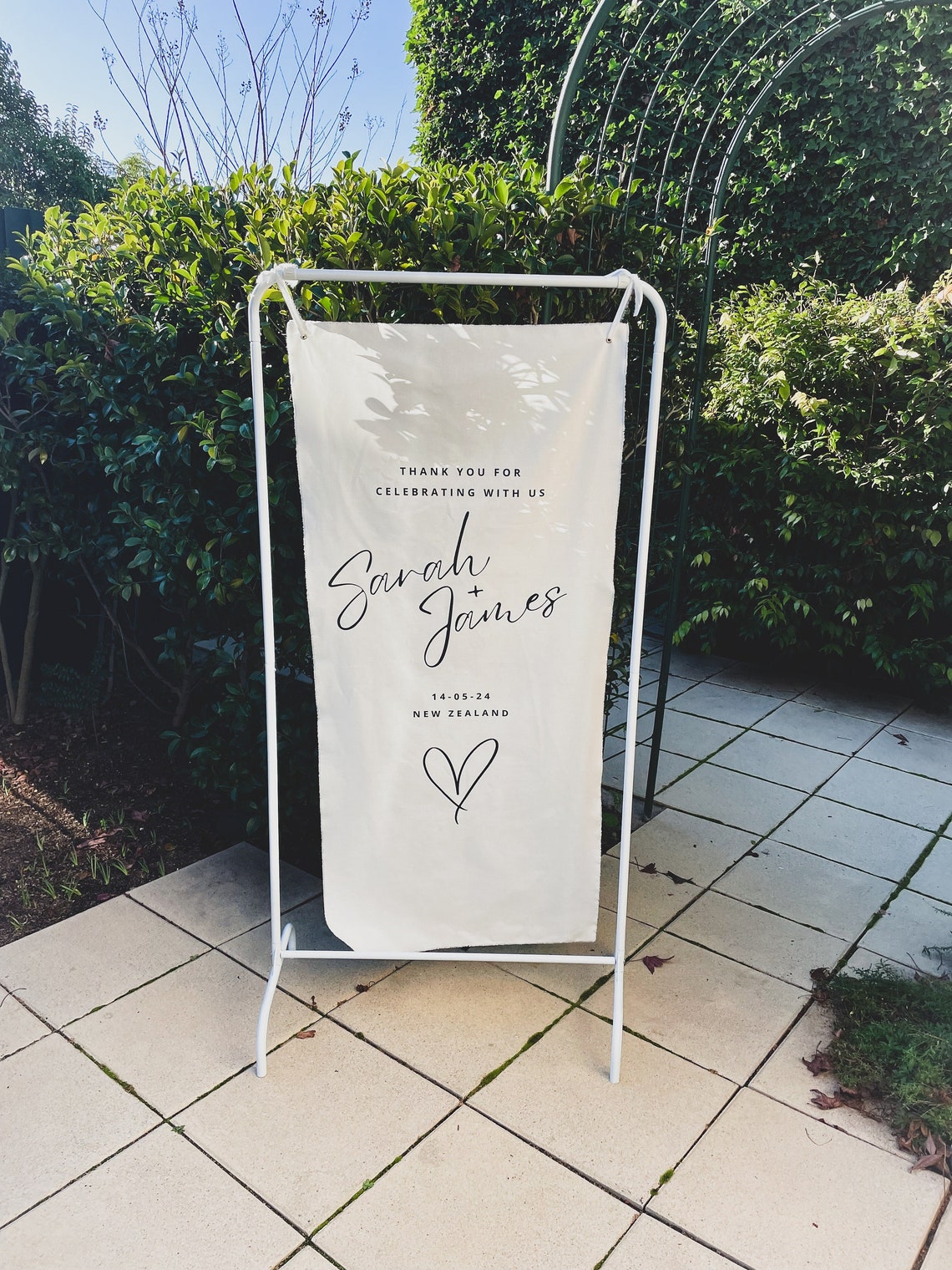 Eyelets Rider Sign Personalised Fabric Wedding Sign | Custom Linen Welcome Sign With ...