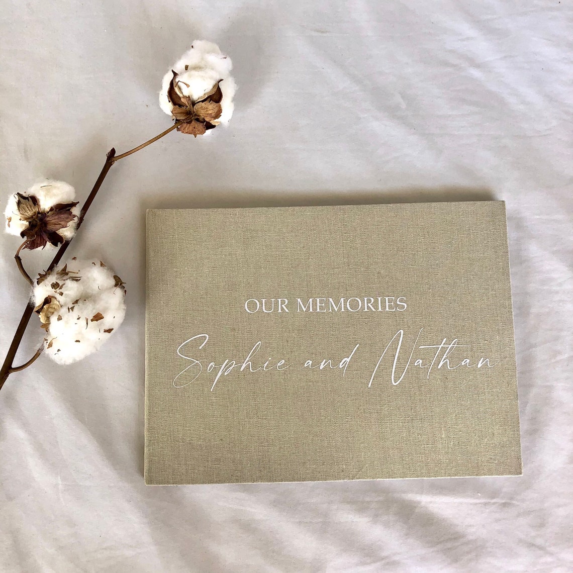 Linen Wedding Guestbook / Personalised Linen Book / Wedding Etsy