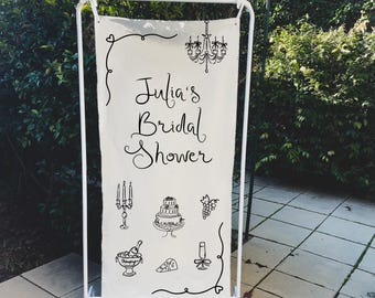 Personalized Hens Party Fabric Sign | Bridal Shower Welcome Sign | Bachelorette Party Banner | Custom Linen Event Sign | Modern Minimal