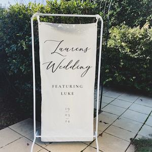 Letrero de tela para bodas / Letrero de algodón personalizado / Letrero de tela con ojales / Letrero de compromiso / Letrero de lino de bienvenida / Letrero de lino / Baby Shower / Despedida de soltera