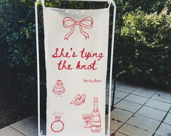 Personalized Hens Party Fabric Sign | Bridal Shower Welcome Sign | Bachelorette Party Banner | Custom Linen Event Sign | Modern Minimal