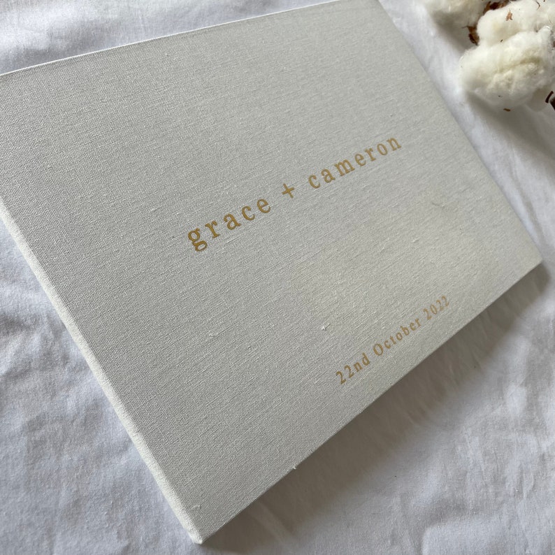Linen Guest Book / Wedding Guest Book / Personalised Guest Etsy