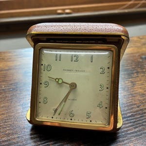 Vintage Phinney-Walker Travel Alarm Clock, Wind Up