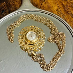 SALE- Vintage Gold Swiss Pendant/Necklace Watch, Sunburst, 17 Jewels