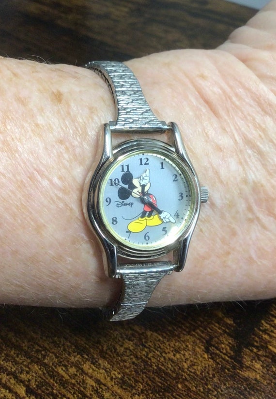 Vintage Silver Mickey Mouse Quartz Watch, Disney