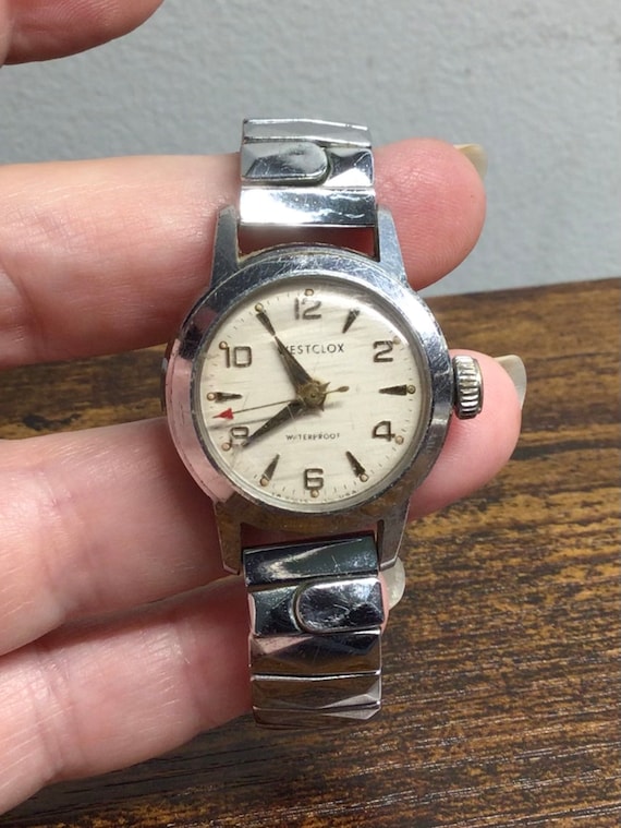 Antique Silver Westclox Watch, Wind Up, Red Second