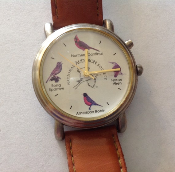 Vintage National Audubon Society Singing Bird Watch in  display picture 3
