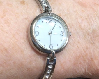 Vintage Silver/Rhinestone Ladies Bracelet Watch