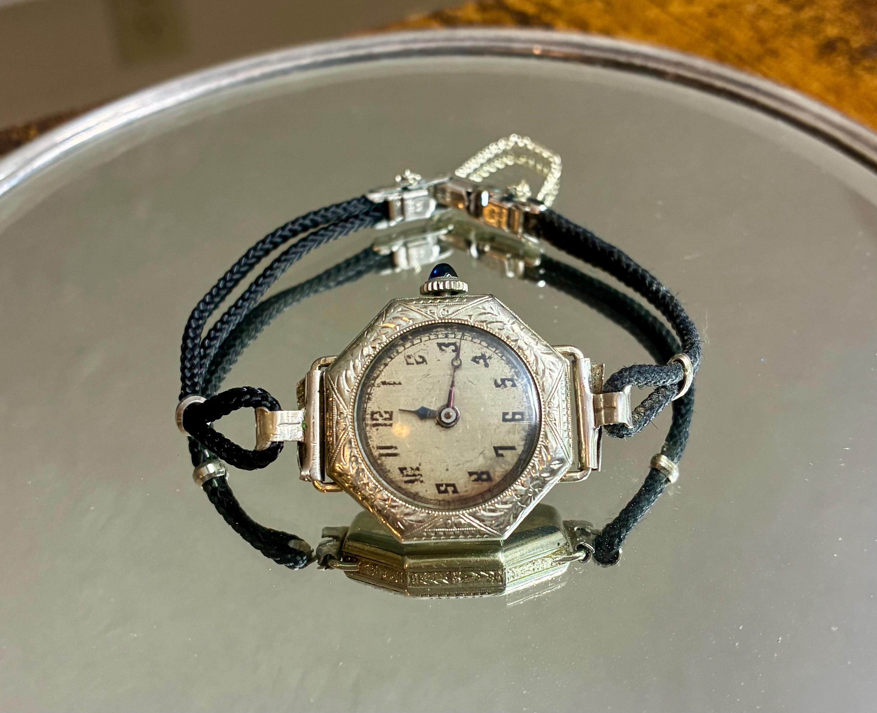 Vtg Orvin Art Deco gold filled and diamond watch. WORKS! Vintage 1950s Orvin Open Face Pocket Watch • Silver-tone  main image 2