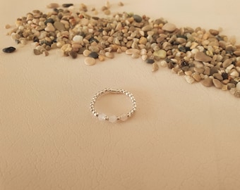 Collection Eternità // Silver 925  and Pink Quartz Elastic Ring