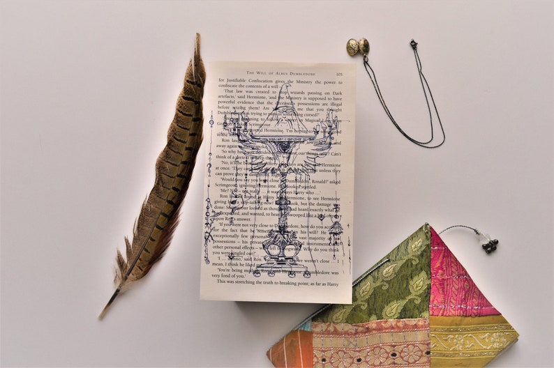 Dumbledore Owl Lectern Harry Potter inspired book page print Etsy