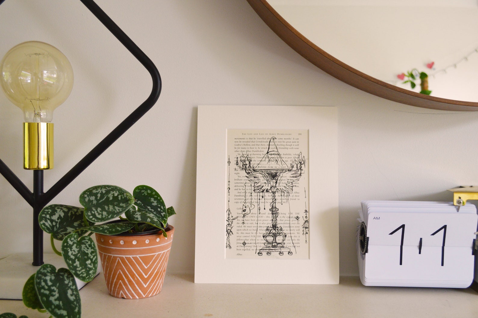 Dumbledore Owl Lectern Harry Potter inspired book page print Etsy