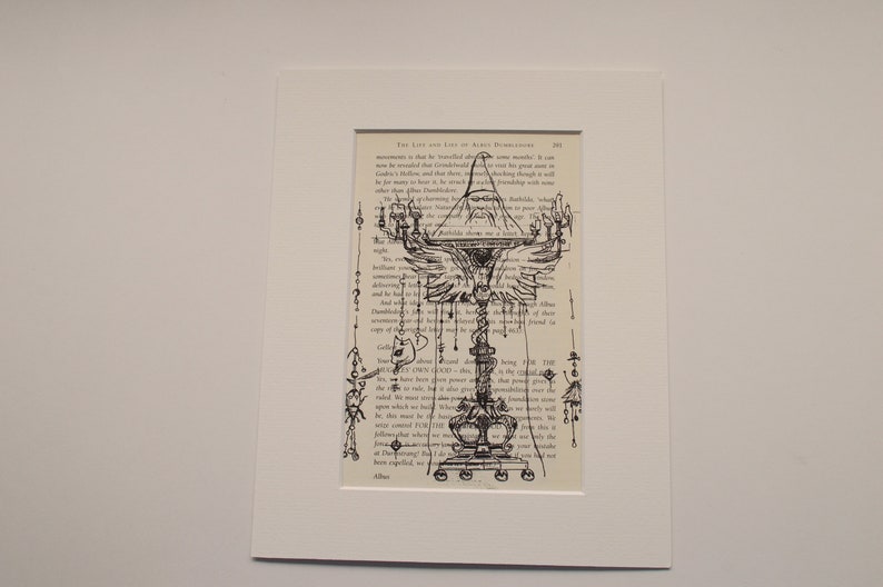 Dumbledore Owl Lectern Harry Potter inspired book page print Etsy