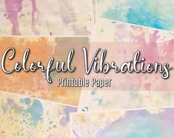 Colorful Vibrations Stained Papers - Junk Journal Printable - Journaling Kit - Color Dyed Papers