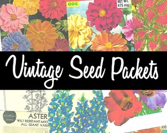 Vintage Seed Packets - 8 Journaling Cards Digital Download - Junk Journal Printables