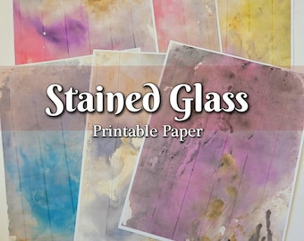 Stained Glass Dyed Papers - Junk Journal Printable - Journaling Kit - Color Dyed Papers