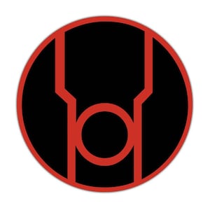 Op de afbeelding: Een rode en zwarte cirkel met een rode ring in het midden. De cirkel is een symbool voor het Rode Lantaarnkorps.