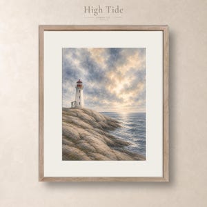 La luce filtra attraverso - Dipinto ad acquerello del faro di Peggy's Cove, Nuova Scozia, stampa artistica da parete.