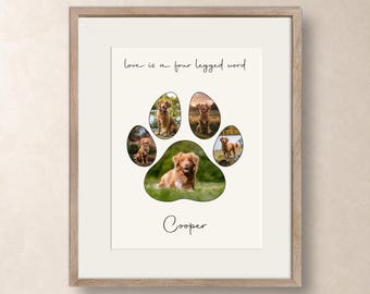 Colagem de fotos personalizada da pata do seu cachorro, impressão memorial personalizada para seu animal de estimação, download para impressão