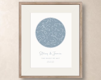 Impression de carte des étoiles personnalisée, coordonnées personnalisées art du ciel nocturne, téléchargement imprimable