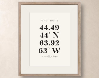 Custom Coordinates Print, Minimalist Location Wall Art, Printable Download