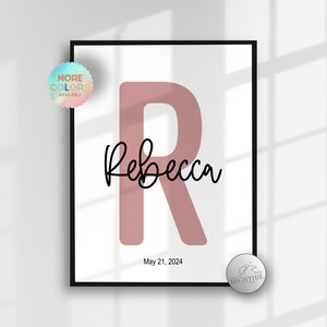 Custom initial print, name printable, personalized name print, personalized nursery print, custom birth print, Digital Download,