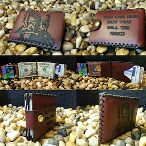 Cazarrecompensas Bifold cartera de cuero Premium inglés frenillo.