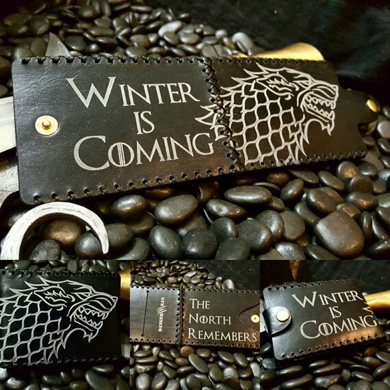 Premium Black and White Stark Wallet "Winter is Coming" "The North Remembers"