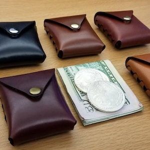 Bolsa de monedas premium sin stich hecha de cuero Bridle inglés