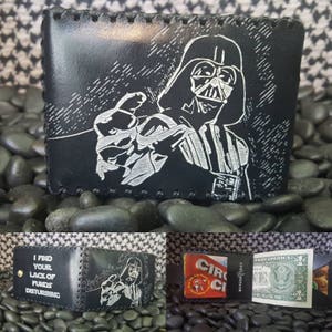 Darth Vader Bifold cartera hecha de cuero de frenillo inglés Premium.