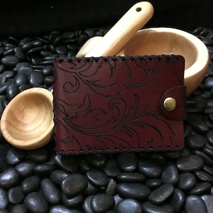 Billetera de cuero premium elegante Borgoña
