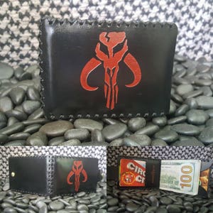Mandalorianos Bifold cartera de cuero Premium inglés frenillo.