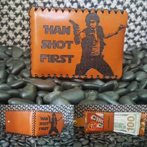 Han tiro primera Bifold cartera de cuero Premium inglés frenillo.