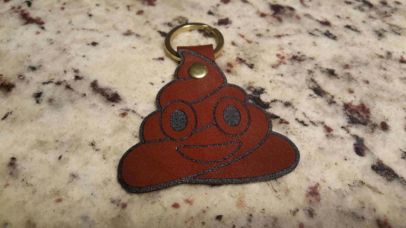 Poop Emoji Premium Leather Keychain