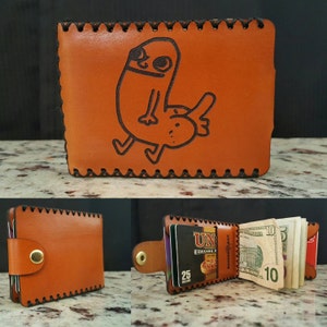 DickButt monedero hecho con cuero Premium Tan inglés frenillo