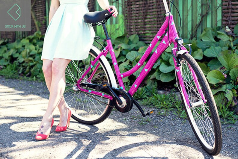 Triangle Design Bike Stickers Mint Color Bicycle Accessories Gift For Cyclist