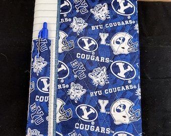 Quilted Journal with Spiral Notebook with Pen/Pencil Holder - Show Your BYU Cougars College Pride!