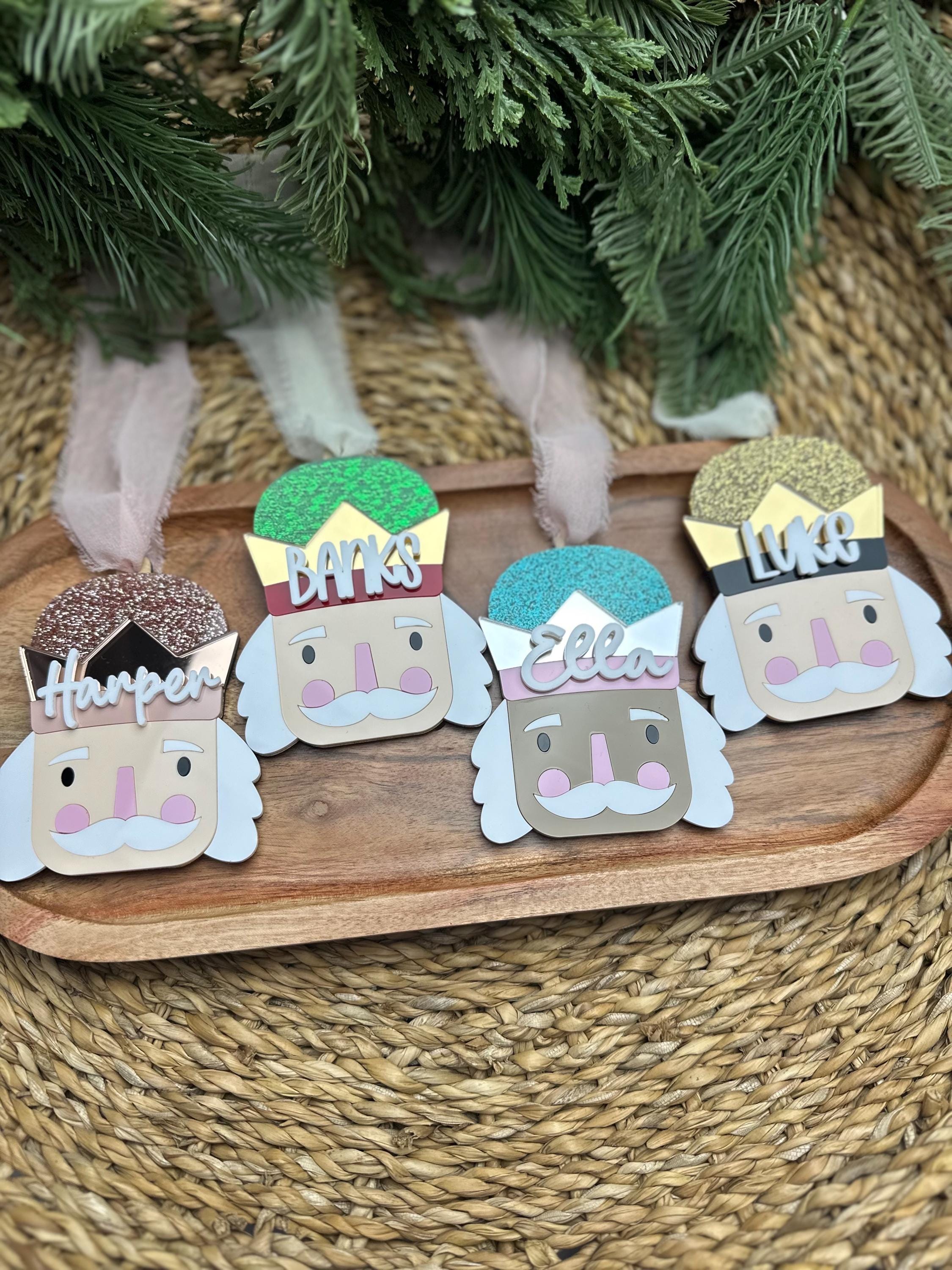 Personalized nutcracker Christmas ornament, cute yearly ornament gift for child, acrylic family last name gift