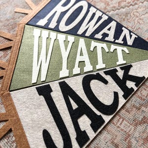 Custom Felt Name Pennant, Printed Block Font, Nursery Decor