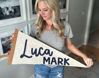 Large Custom Name Felt Pennant, Nursery Wall Decor (30in)