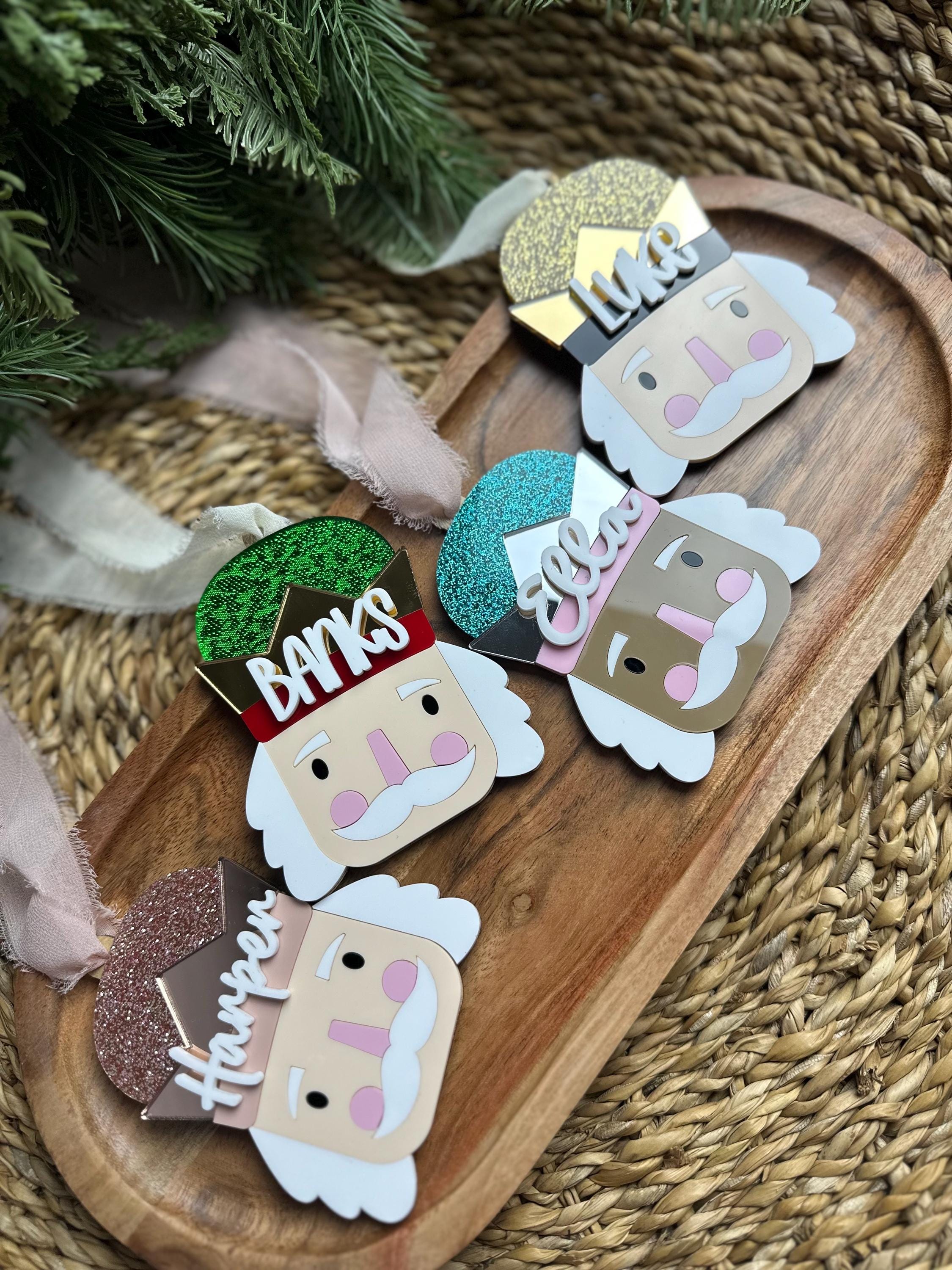 Personalized nutcracker Christmas ornament, cute yearly ornament gift for child, acrylic family last name gift