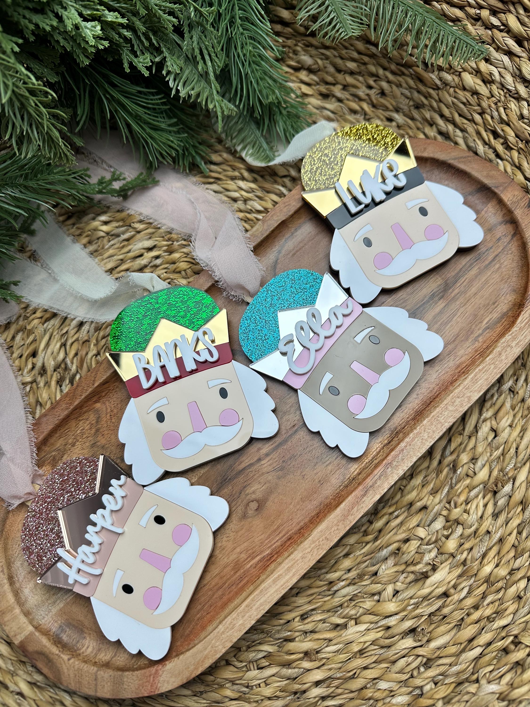 Personalized nutcracker Christmas ornament, cute yearly ornament gift for child, acrylic family last name gift
