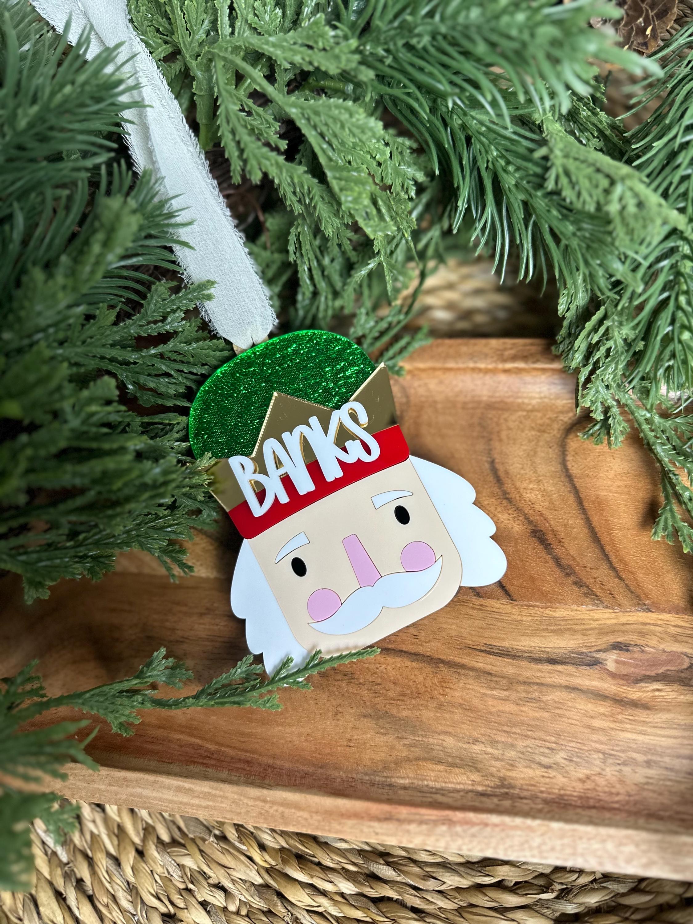 Personalized nutcracker Christmas ornament, cute yearly ornament gift for child, acrylic family last name gift
