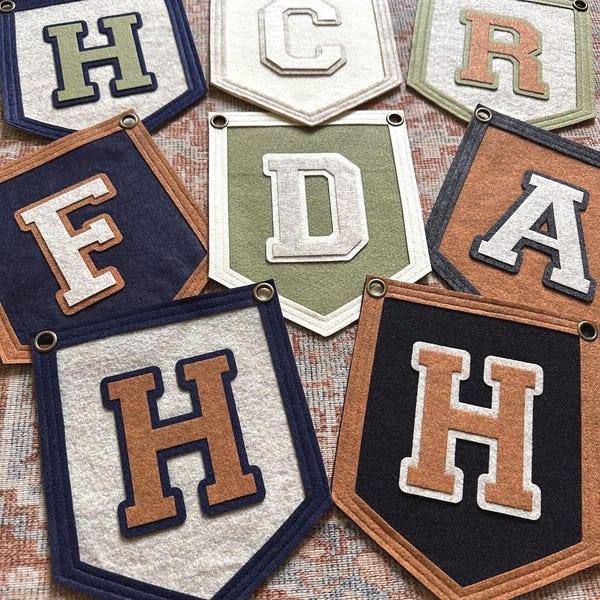 Custom Felt Initial Banner, Boy Room Decor