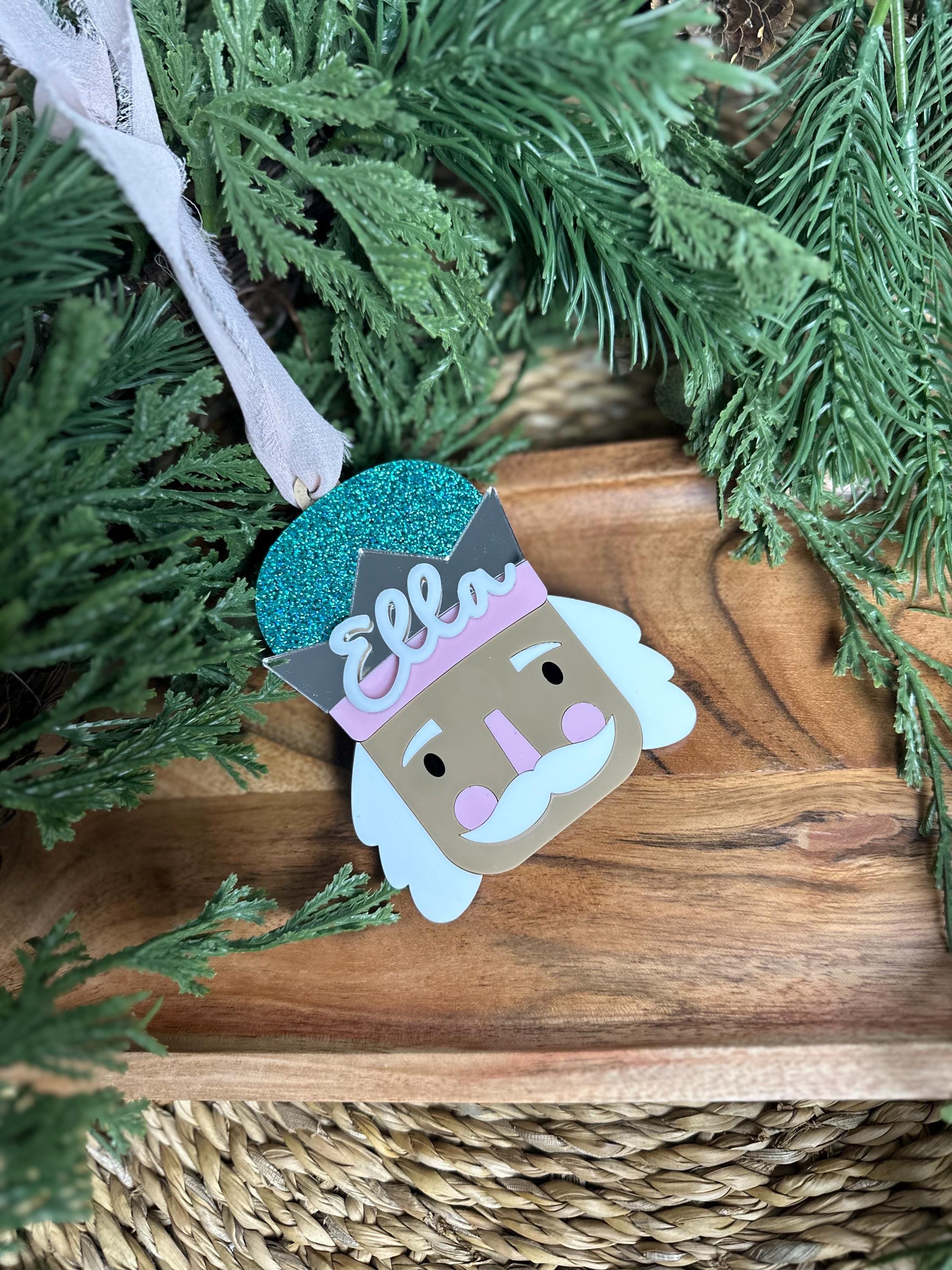 Personalized nutcracker Christmas ornament, cute yearly ornament gift for child, acrylic family last name gift