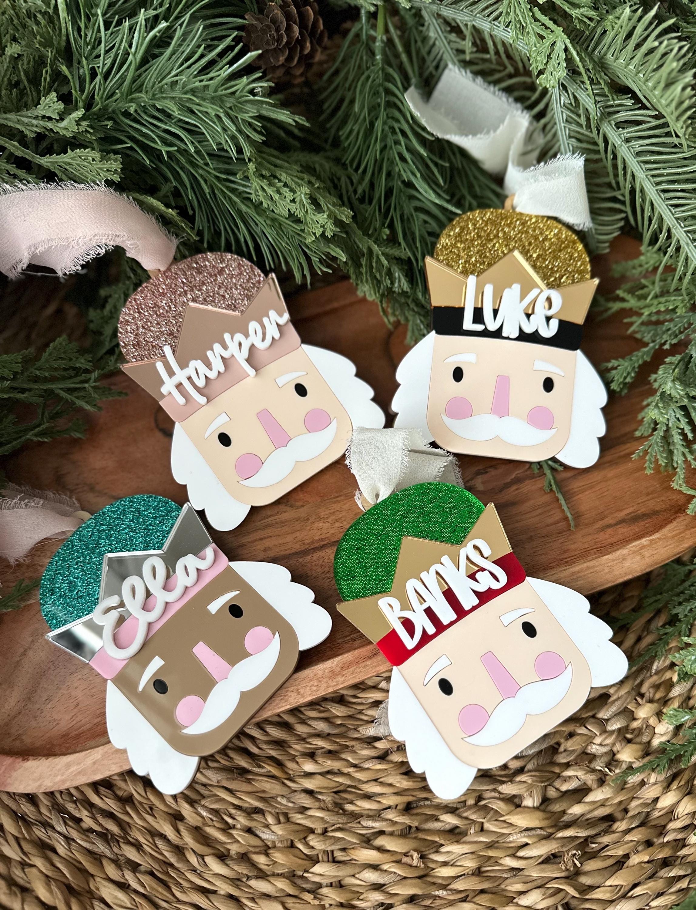 Personalized nutcracker Christmas ornament, cute yearly ornament gift for child, acrylic family last name gift
