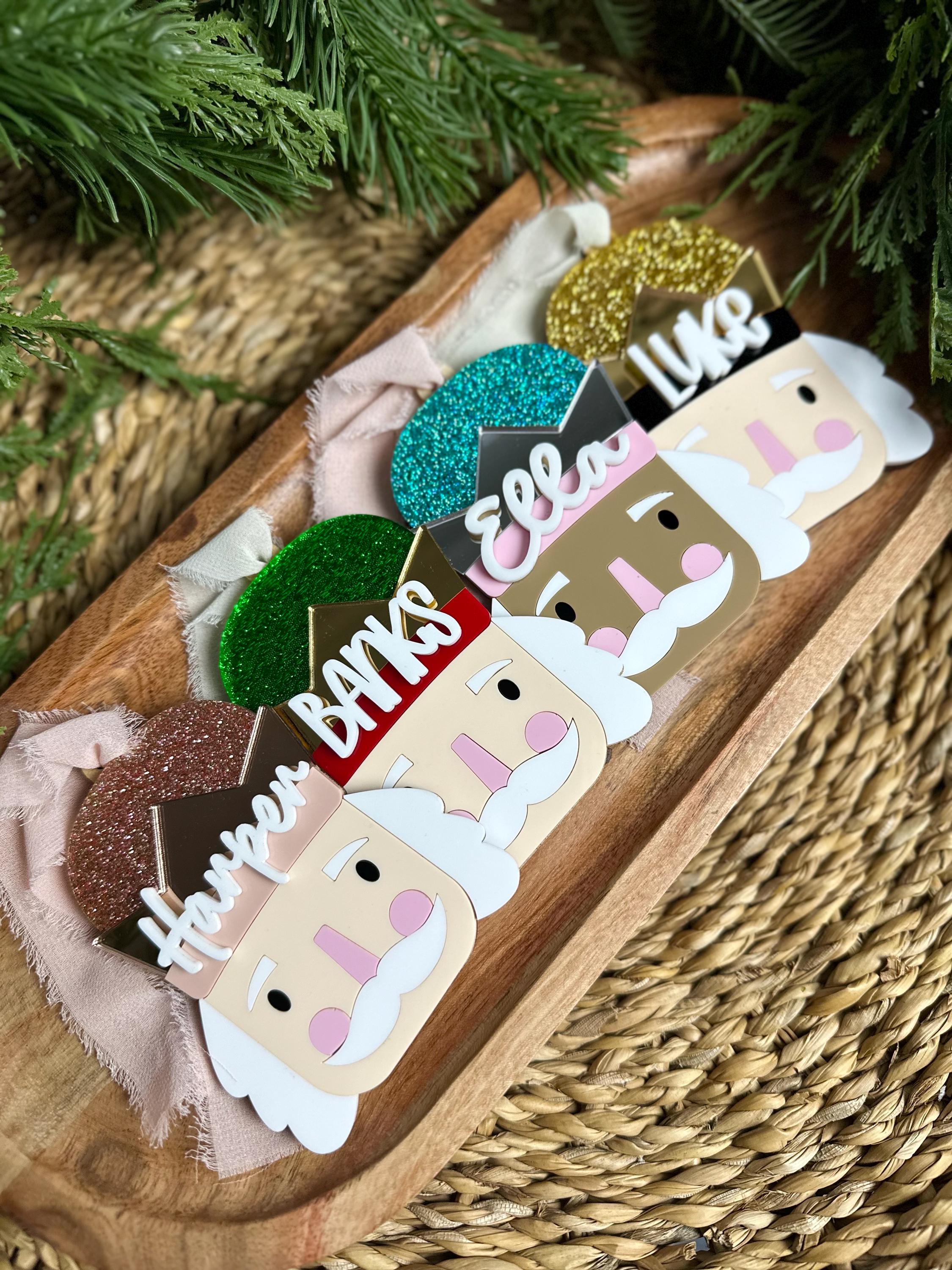 Personalized nutcracker Christmas ornament, cute yearly ornament gift for child, acrylic family last name gift