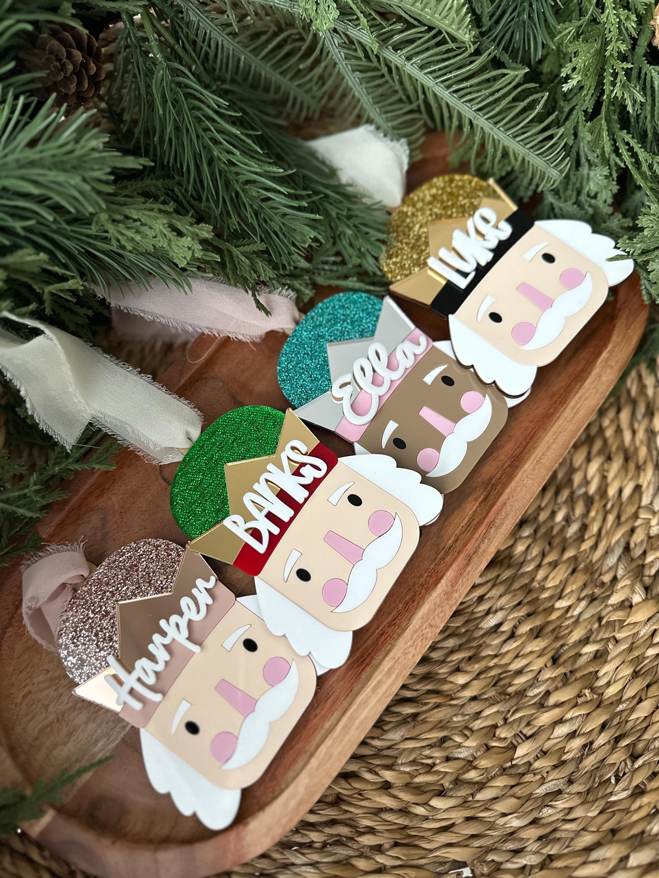 Personalized nutcracker Christmas ornament, cute yearly ornament gift for child, acrylic family last name gift