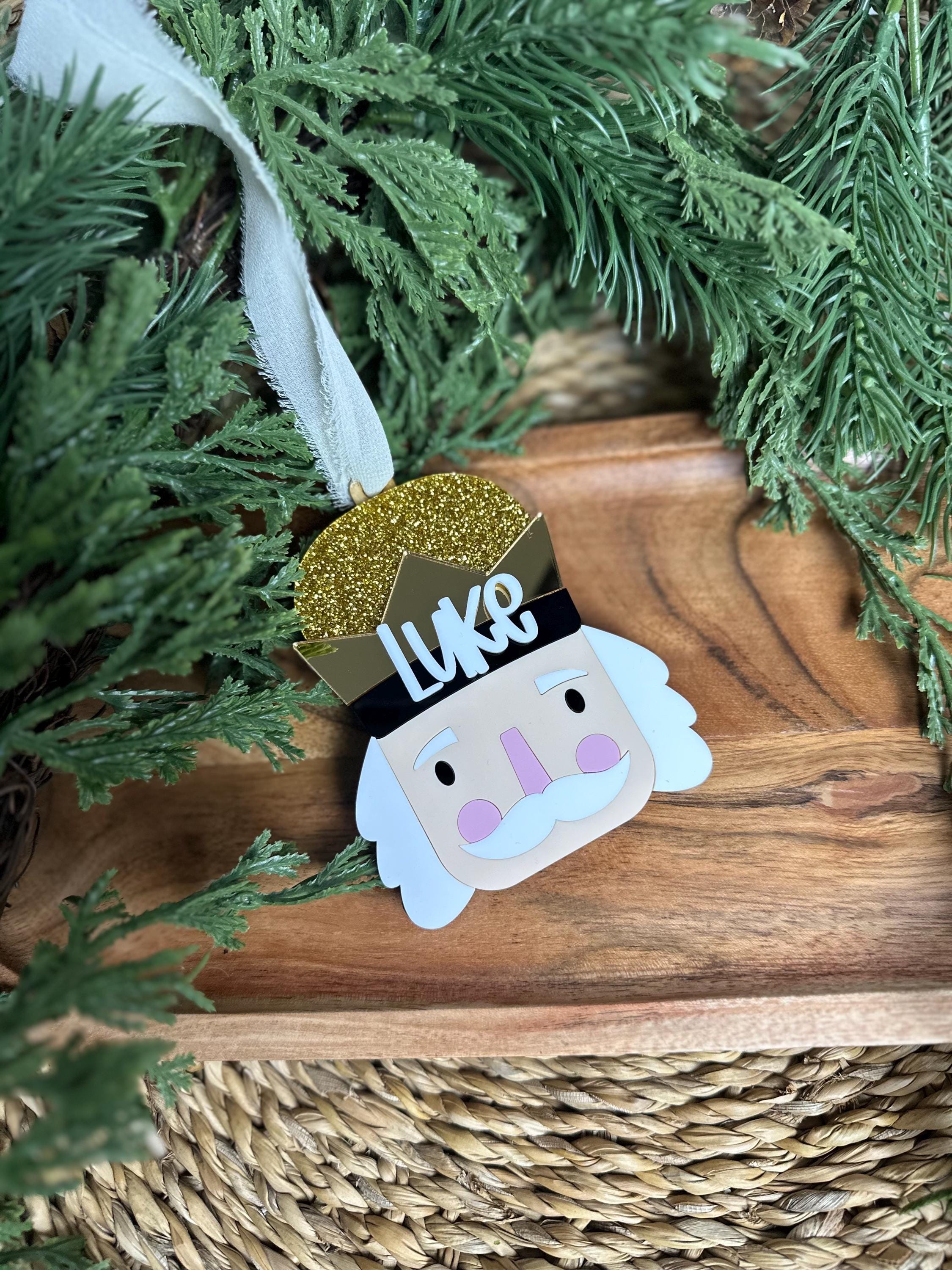 Personalized nutcracker Christmas ornament, cute yearly ornament gift for child, acrylic family last name gift