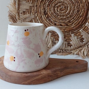 Splashed ceramic coffee mug, Pink tea cup image 1